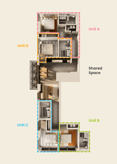 Floor plan for studio, 1 bath, 354 sqft